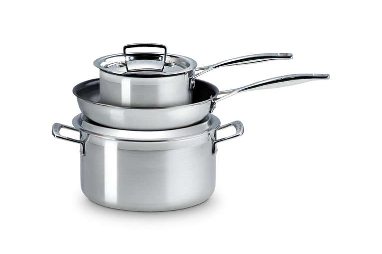 Le Creuset - komplet garnków stalowych z patelnią 3-ply
