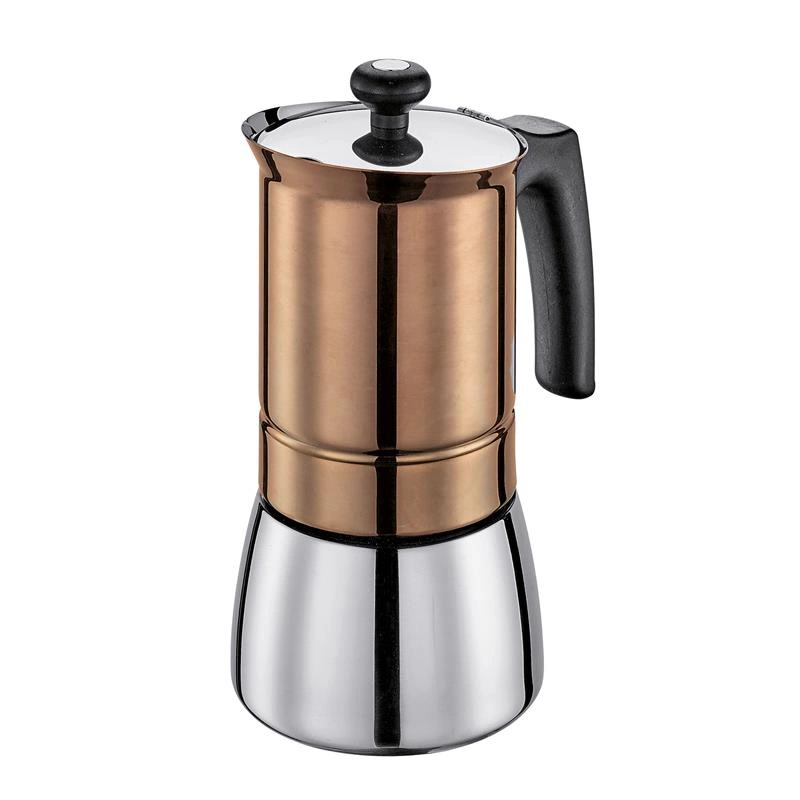 Cilio - kafeteria stalowa, śred. 10 x 20 cm, 6 filiżanek, kolor miedziany Tosca