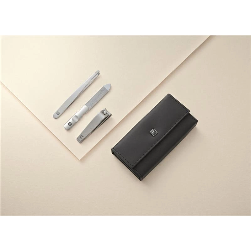 Zwilling - zestaw podróżny - brązowe skórzane etui, 3 elementy Classic Inox