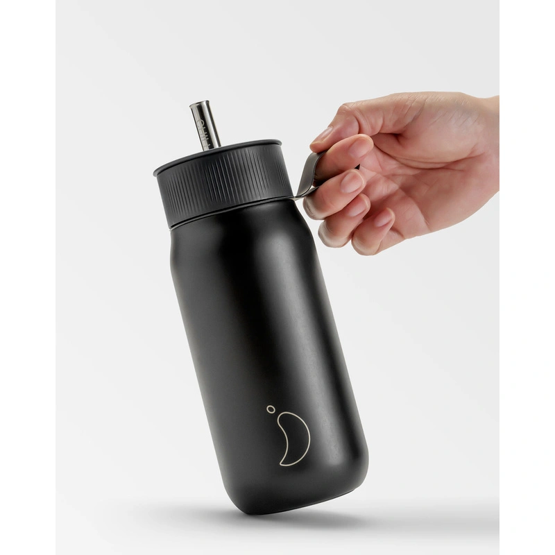 Chilly's Bottles - Termiczny kubek 2w1 ze słomką | 750ml | Czarny