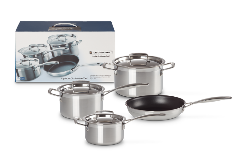 Le Creuset - komplet stalowych garnków 4 el. 3-ply