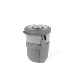 Amuse - pojemnik na jogurt 2 w 1 ze sztućcem i gumką szary