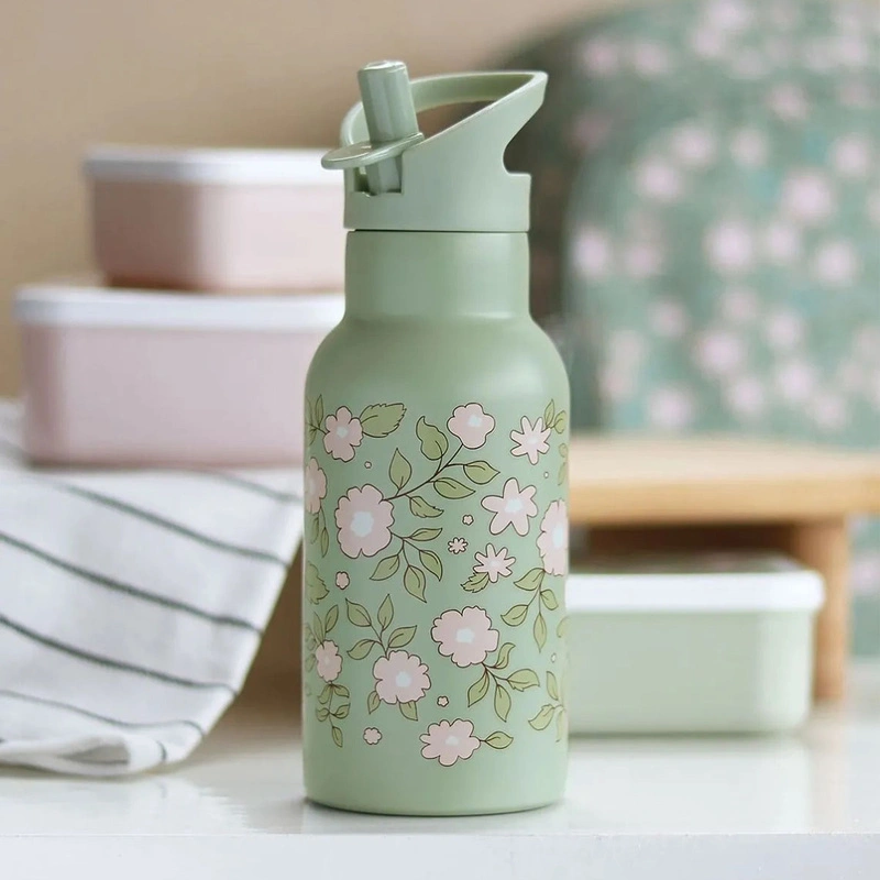 A Little Lovely Company - Kubek ze słomką dla dzieci BLOSSOMS SAGE 350 ml