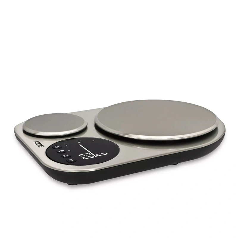 ADE - podwójna waga kuchenna, precyzyjna i standardowa, do 500 g/do 5 kg, 23 x 16 x 3 cm, stal nierdzewna
