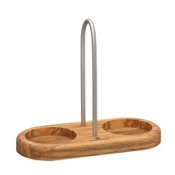 Zassenhaus - podstawka pod młynki z uchwytem, drewno oliwne, 17x8x15 cm, śred. otworów 6 cm