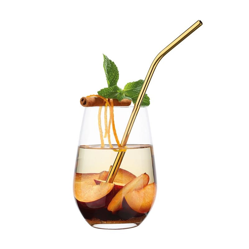 Cilio - stalowe słomki do napojów ze szczoteczką do czyszczenia, 6 szt., 22,5 cm, kolor złoty Steel Oro