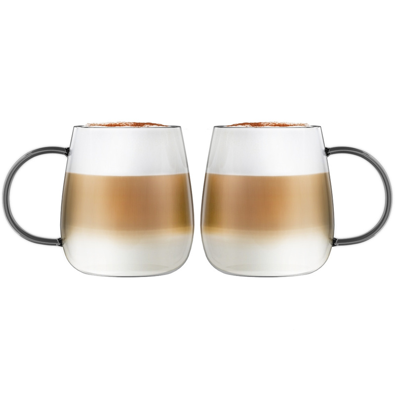 Vialli Design - Komplet 2 szklanek z szarym uchem 400 ml Bolla