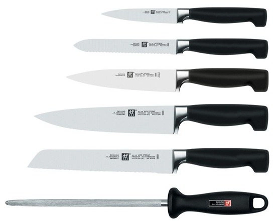 Zwilling - zestaw noży kuchennych w bloku Four Star 5 noży, stalka i blok