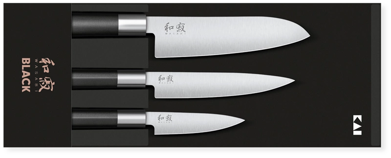 KAI - Zestaw 3 noży WASABI BLACK