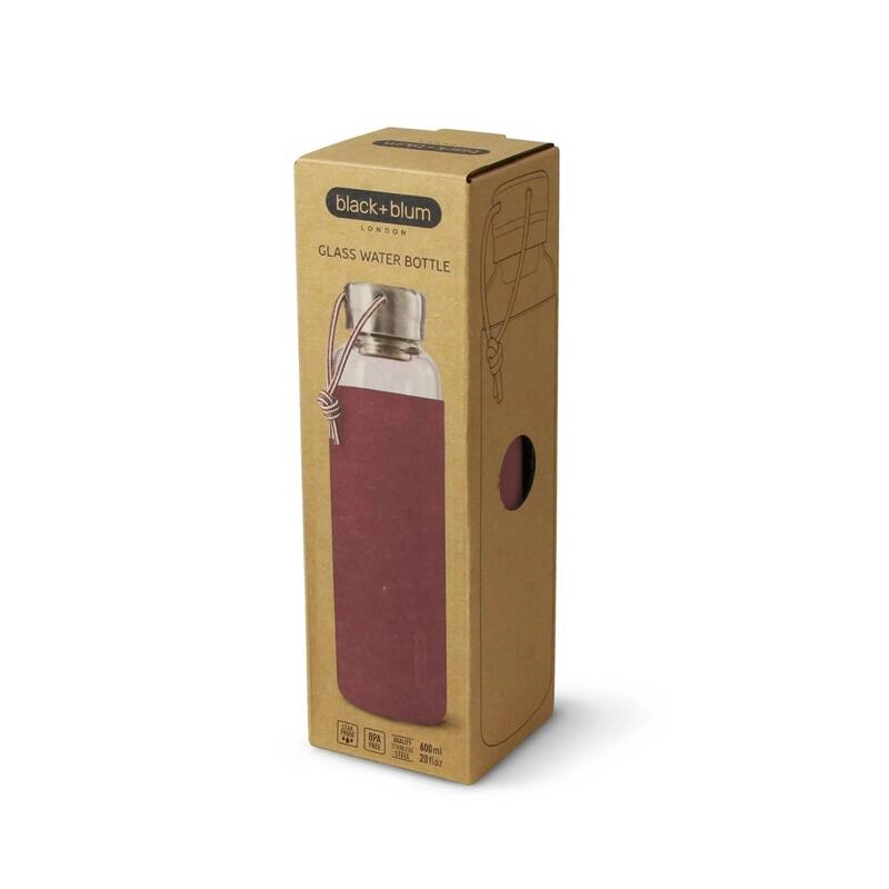 Black & Blum - Butelka szklana na wodę 600ml, burgundowa