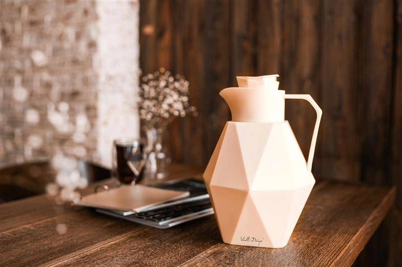 Vialli Design - Termos z wkładem szklanym 1L GEO kremowy