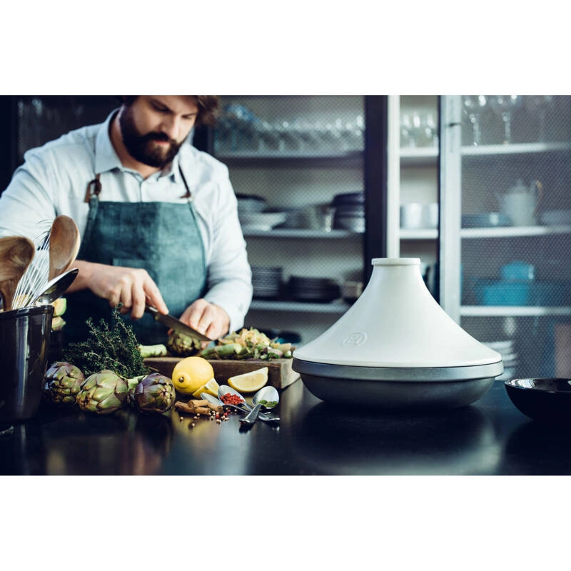 Emile Henry - Tagine Delight indukcja 33cm 4l - biało-czarny