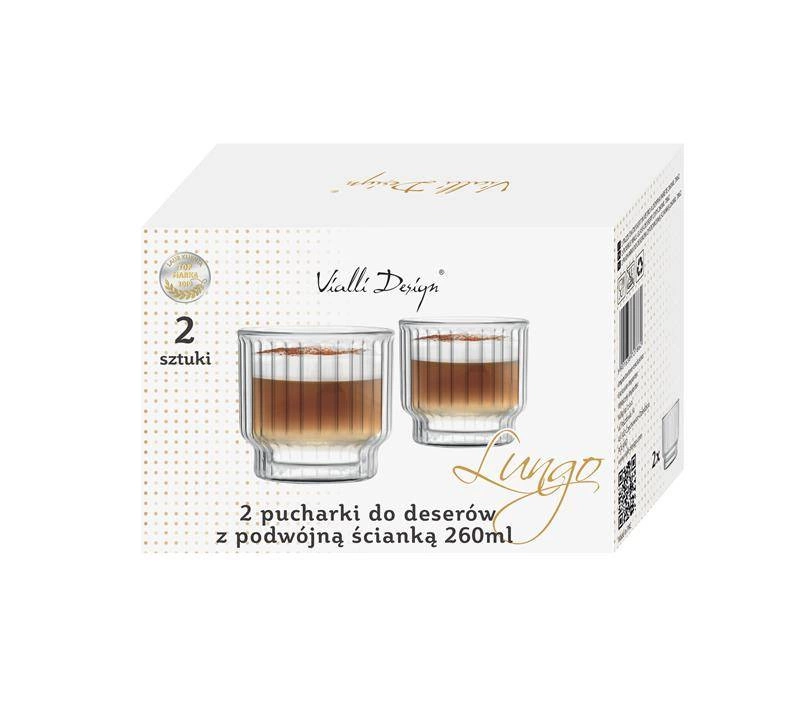 Vialli Design - 2 pucharki do deserów z podwójną ścianką 260ml Lungo