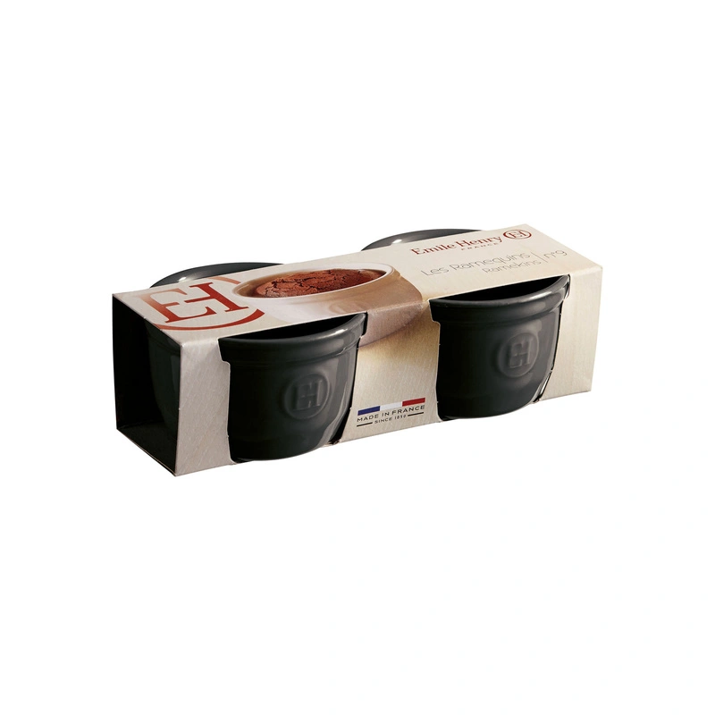 Emile Henry - Zestaw dwóch miseczek do zapiekania typu ramekin - N°9 - czarny