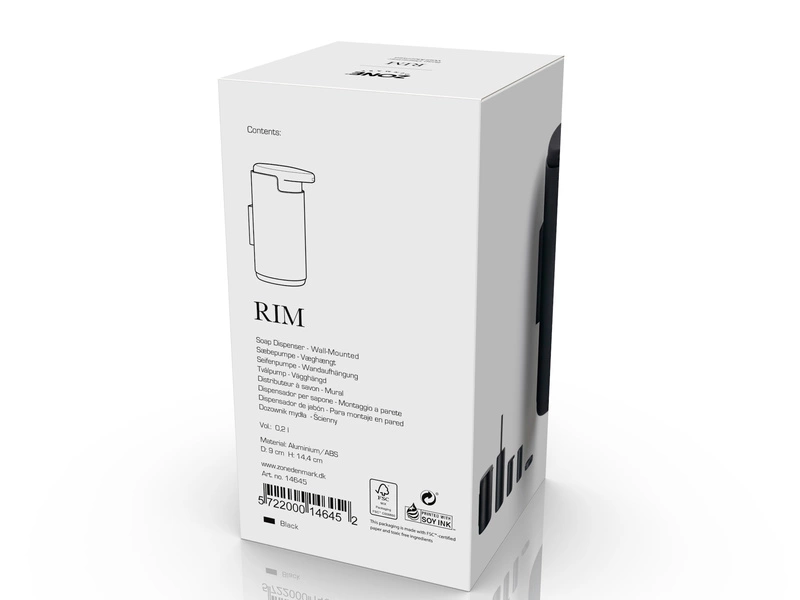 Zone Denmark - Dozownik do mydła ścienny Rim Black