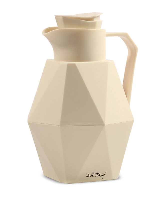 Vialli Design - Termos z wkładem szklanym 1L GEO kremowy