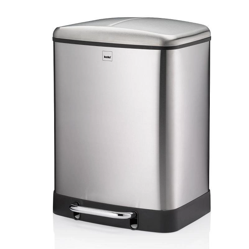 Kela - kosz do segregacji śmieci, 2 x 12 l, 37 x 34 x 50 cm, metaliczny satynowy Davino