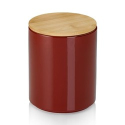 Kela - pojemnik kuchenny, ceramika/bambus, 1,7 l, śred. 14 x 17,5 cm, czerwony Cady