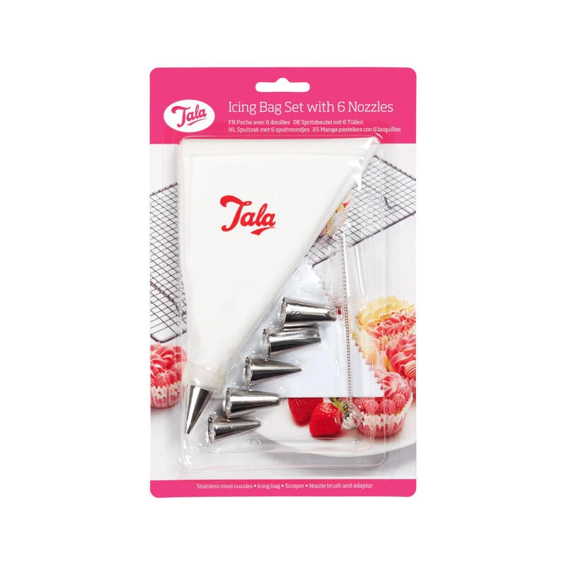 Tala - rękaw cukierniczy z 6 tylkami, szczotką, grzebieniem i adapterem 10 el