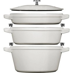 Staub - zestaw 3 naczyń żeliwnych+ pokrywka 24 cm truflowy