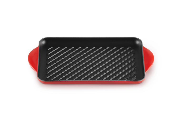 Le Creuset - patelnia żeliwna grillowa z dwoma uchwytami 32 cm Wiśniowa