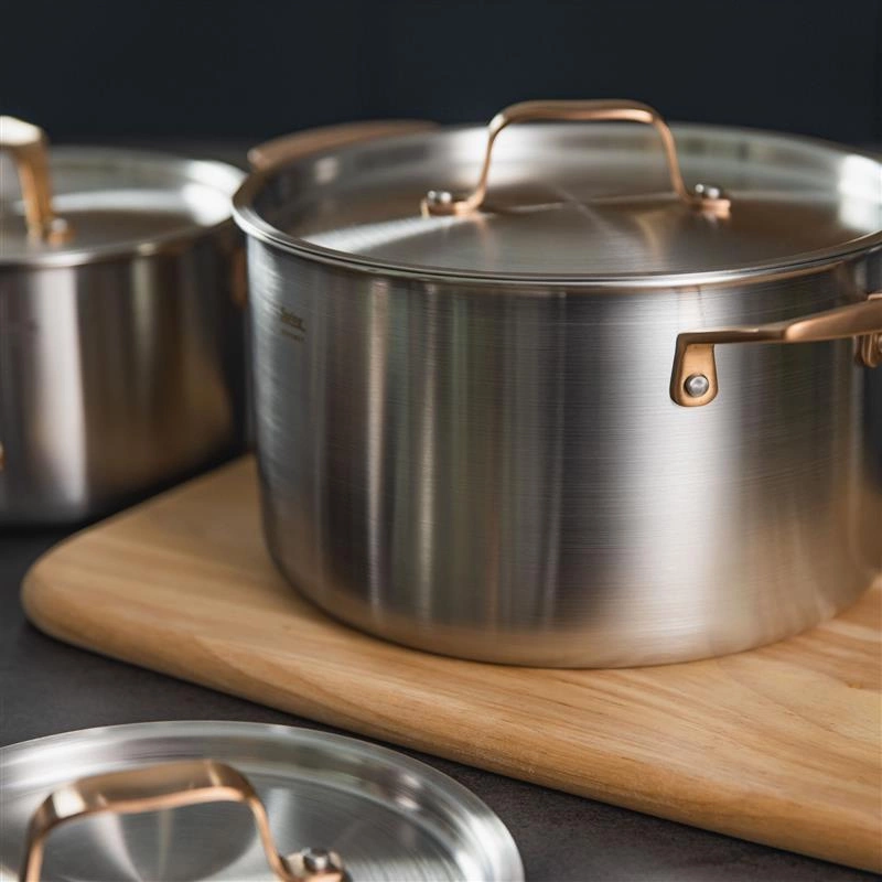 Spring - zestaw garnków, 4 el., stal nierdzewna, uchwyty w kolorze różowego złota GOURMET