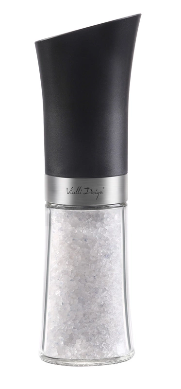 Vialli Design - Grawitacyjny młynek do soli i pieprzu elektryczny czarny LIVIO