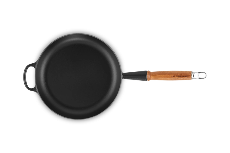 Le Creuset - patelnia żeliwna z drewnianym uchwytem 24 cm czarna