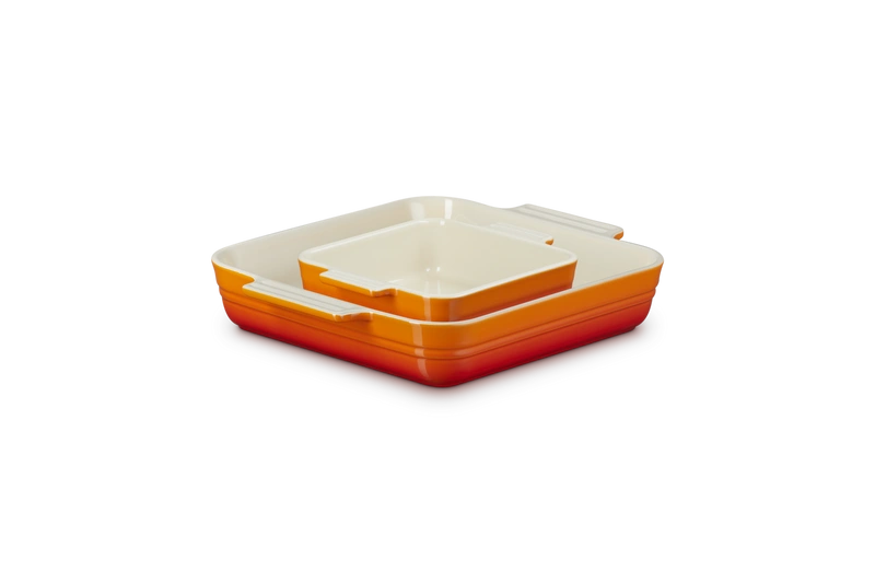 Le Creuset - Zestaw 2 Form Kwadratowych do Zapiekania 14 / 23 cm płomienny