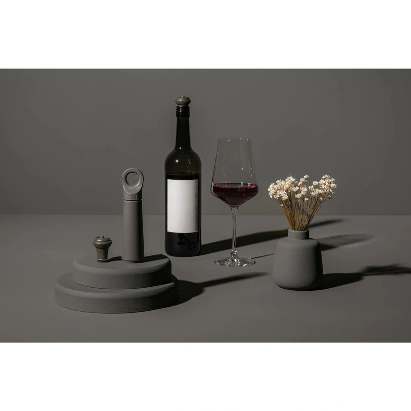 VacuVin - Zestaw do próżniowego zamykania wina (pompka próżniowa + 1 korek) Wine Saver Loop Graphite