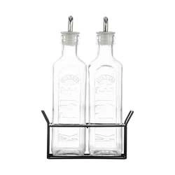 Kilner - Zestaw 2 butelek na ocet/oliwę + stojak