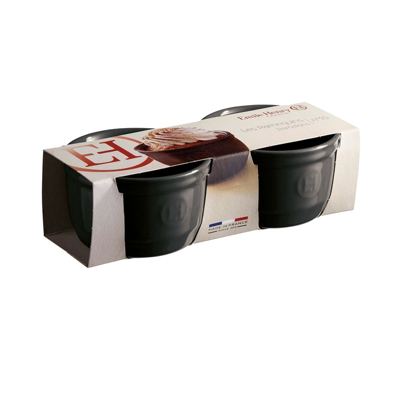 Emile Henry - Zestaw dwóch miseczek do zapiekania typu ramekin - N°10 - czarny