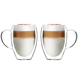 Vialli Design - Komplet 2 szklanek wysokich z podwójną ścianką i uszkiem Noa 360 ml