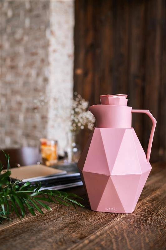 Vialli Design - Termos z wkładem szklanym 1L GEO różowy