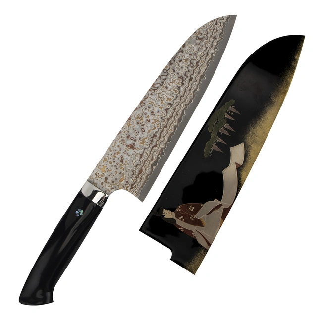 Takeshi Saji - Art Black Color VG-10 Nóż Santoku 18 cm