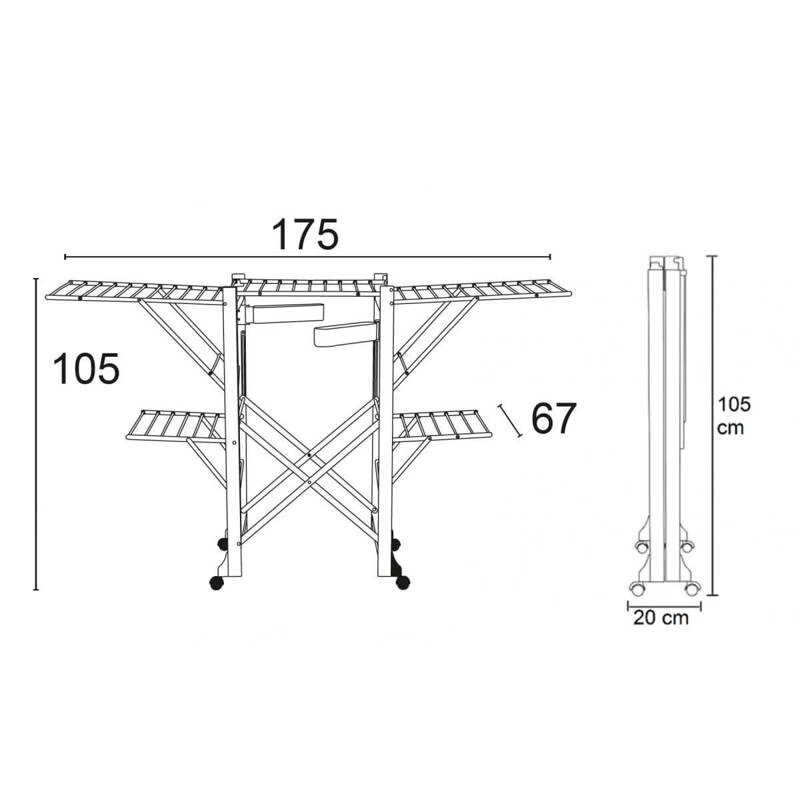 ARREDAMENTI - GABBIANO Suszarka na pranie na kółkach - 175 x 67 cm, Biały