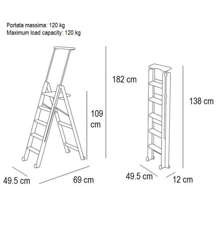 ARREDAMENTI - TUSCANIA 5 Drewniana drabina - 182 x 50 cm, Brązowy