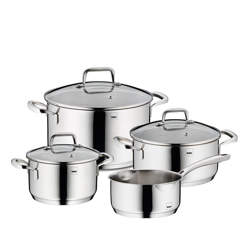 Kela - zestaw garnków z pokrywkami, 4 szt., stal nierdzewna/szkło Flavoria