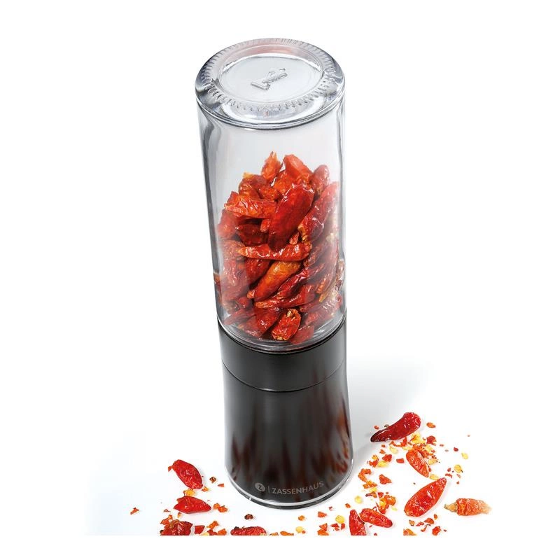 Zassenhaus - młynek do chili, śred. 5,5 x 17 cm, stal nierdzewna/szkło, czarny Dessau