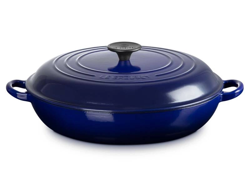 Le Creuset - garnek Gourmet żeliwny emaliowany patelnia Indigo 30 cm 