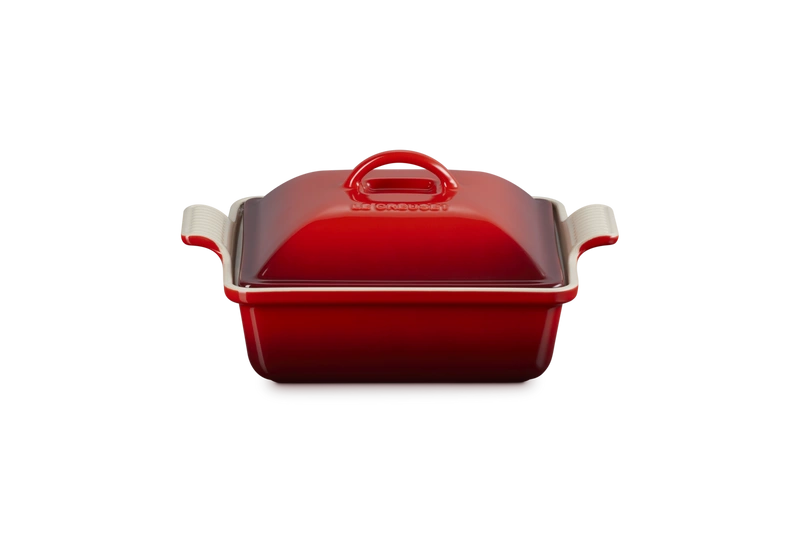 Le Creuset  - Kwadratowa Forma z Pokrywką 23 cm Wiśniowy