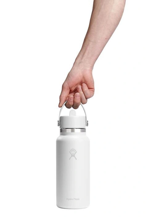 Hydro Flask - Butelka 32oz Wide Flex Straw Cap White