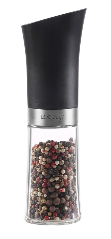 Vialli Design - Grawitacyjny młynek do soli i pieprzu elektryczny czarny LIVIO