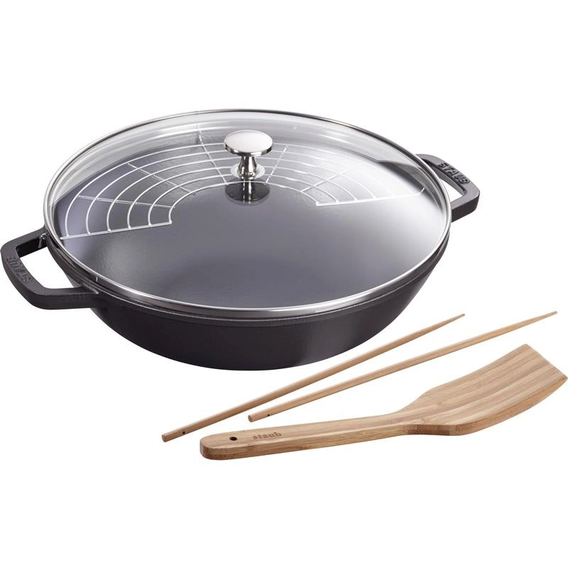 Staub - żeliwny wok czarny 30 cm
