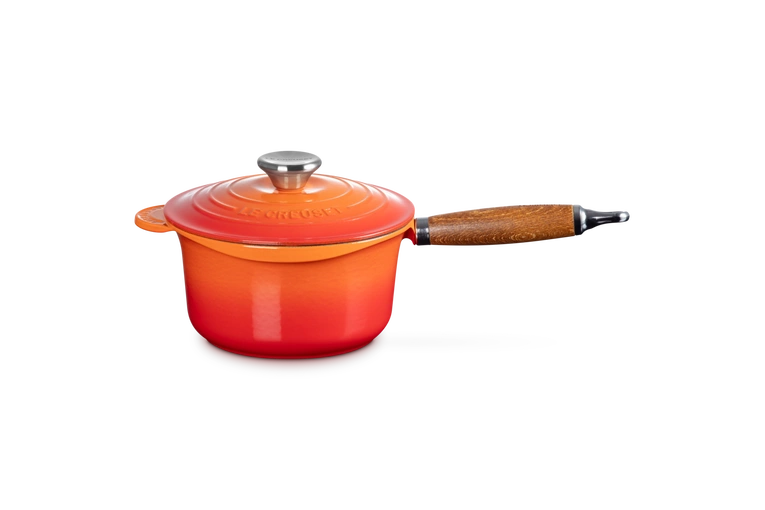 Le Creuset - Rondel żeliwny z drewniana rączką 18 cm płomienny