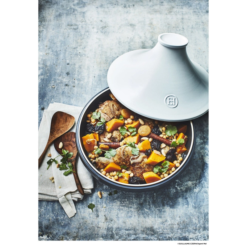 Emile Henry - Tagine Delight indukcja 33cm 4l - biało-czarny