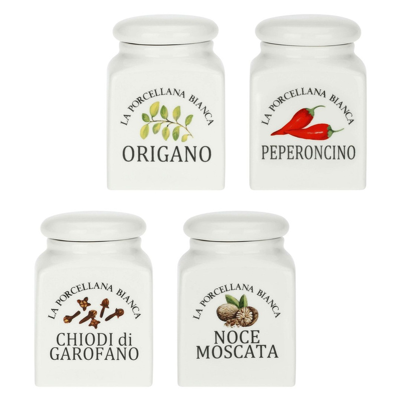 La Porcellana Bianca - zestaw 4 pojemników do przypraw 175 ml Conserva