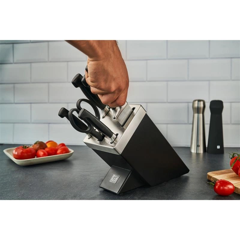 Zwilling - Zestaw 5 noży w bloku samoostrzącym Four Star czarny
