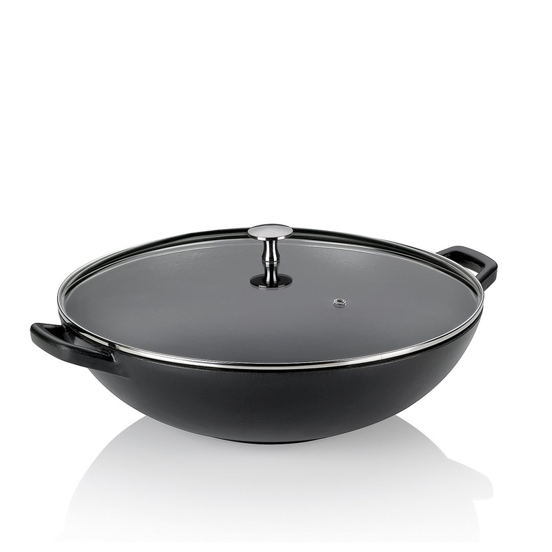 Kela - Wok żeliwny 36cm z pokrywką 4 l czarnyCalido