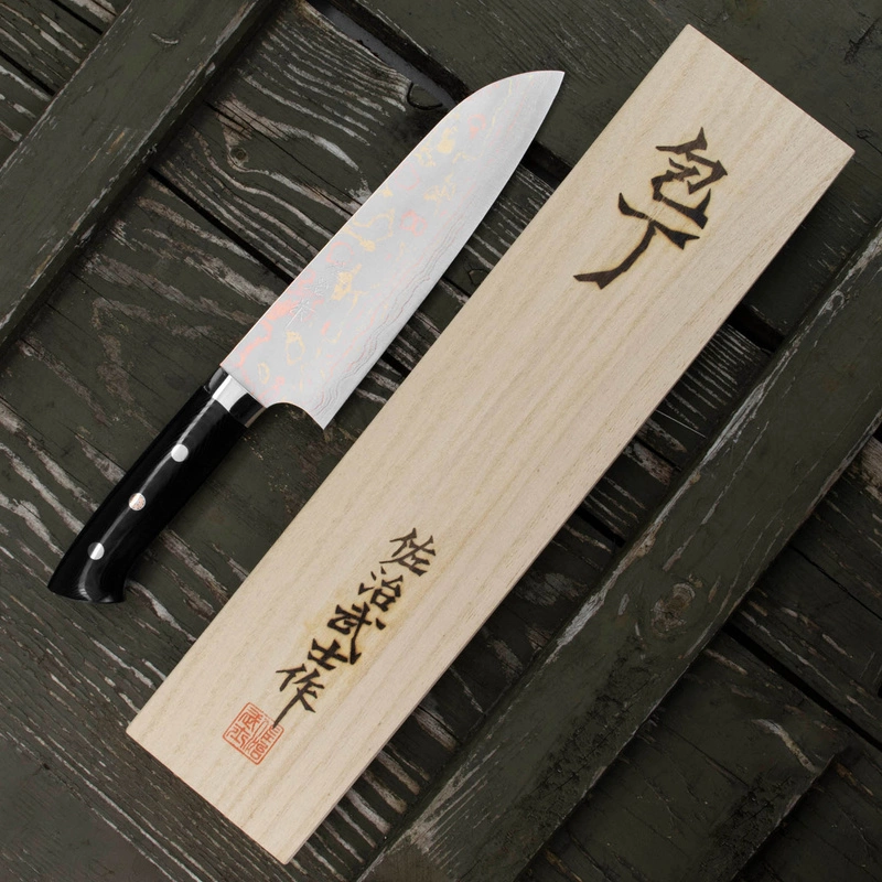 Takeshi Saji - Blue Steel Nóż Santoku ręcznie kuty 18 cm